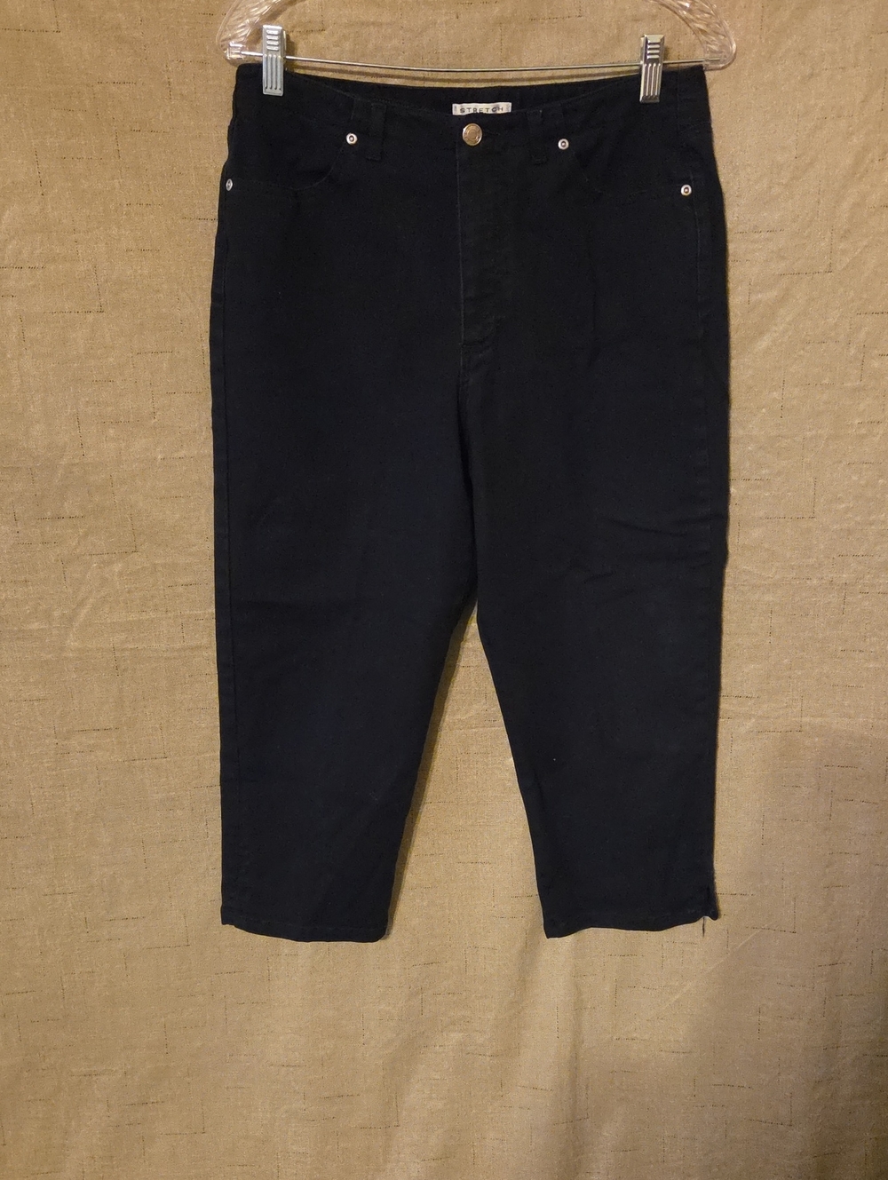 Emma James Black Stretch Denim Women's Capris